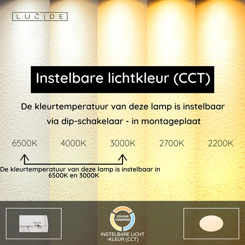 Lucide OLSON - Plafonnière Badkamer - Ø 45 cm - LED - CCT - 1x45W 3000K/6500K - IP44 - Opaal - USP